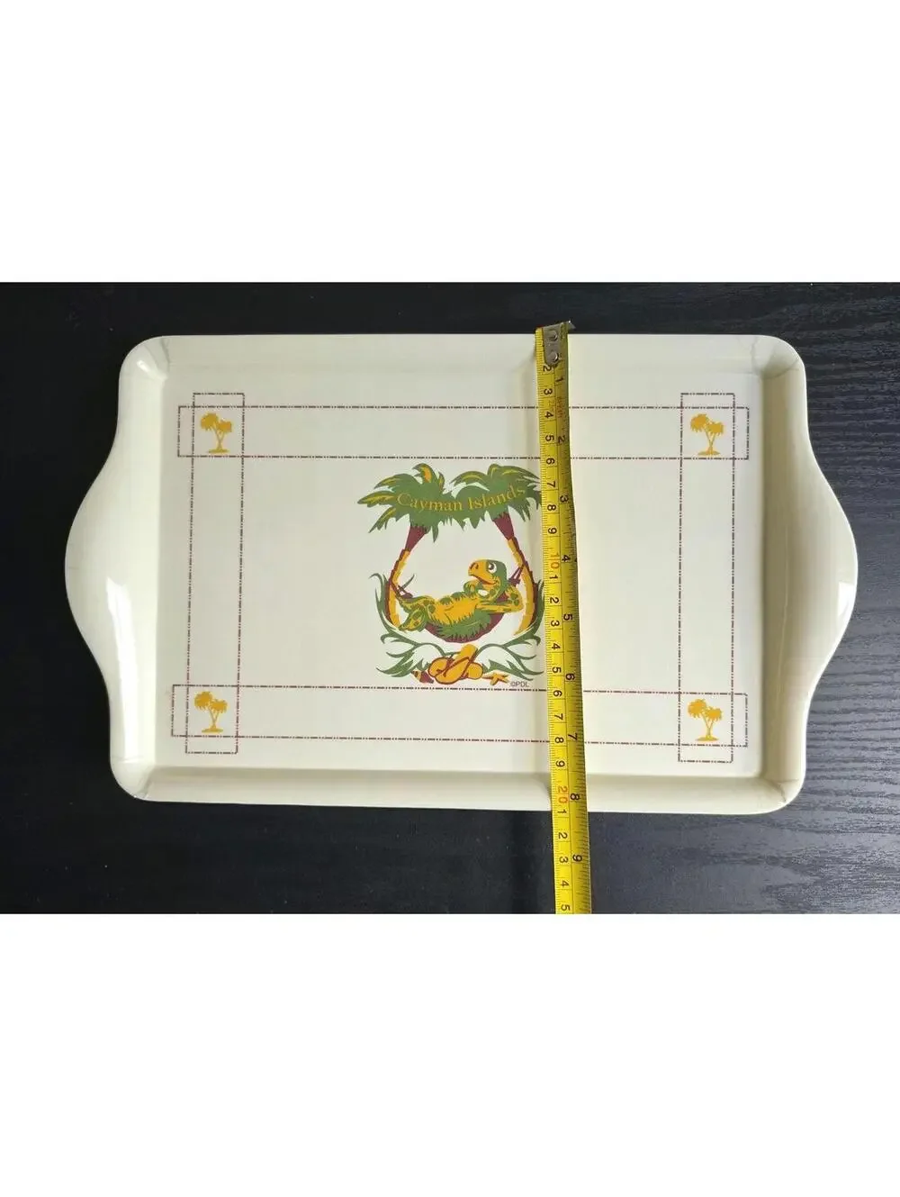 Set of 4 Vintage Cayman Islands PDL Plastic Serving Trays with Sir Turtle Design